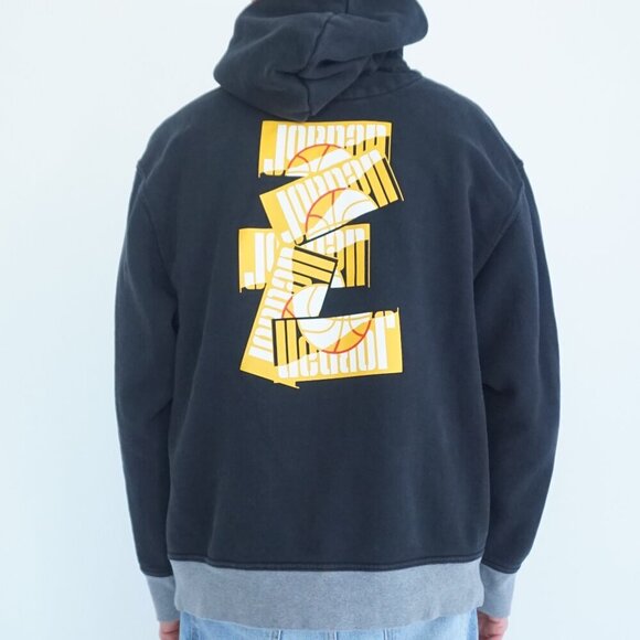Air Jordan Black Yellow All Over Print AOP Airman Hooded Pullover Sweatshirt XL - Picture 2 of 10